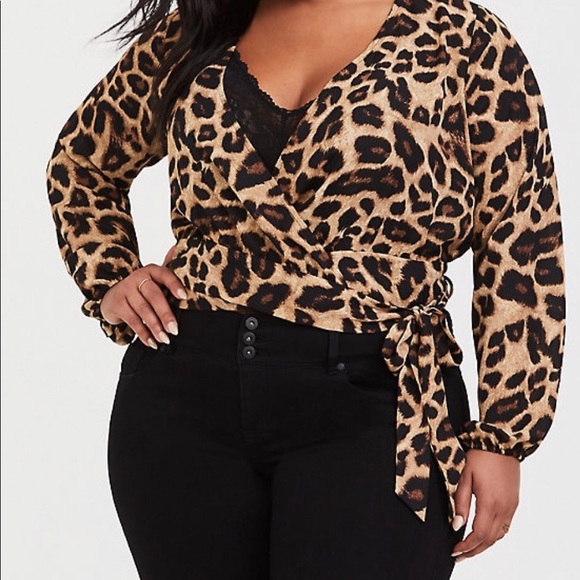 Torrid Leopard Wrap Blouse 